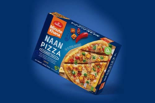A frozen naan pizza box