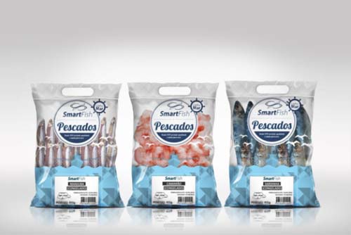 Fish packaged in quad seal pouches