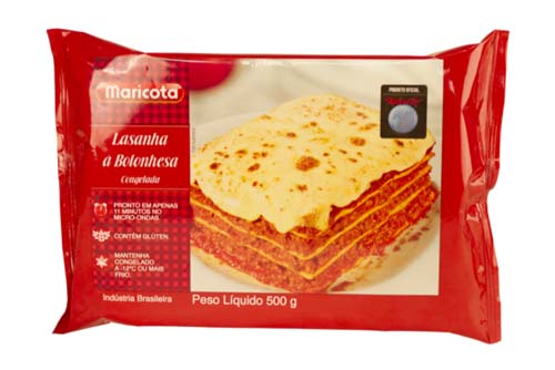 Lasagna packaged in a flow pack