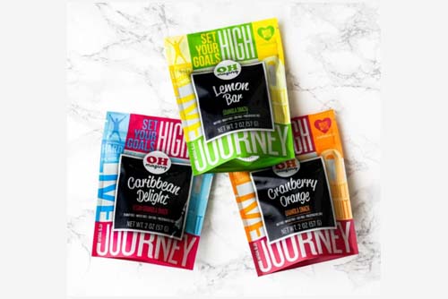Multicolored granola packs
