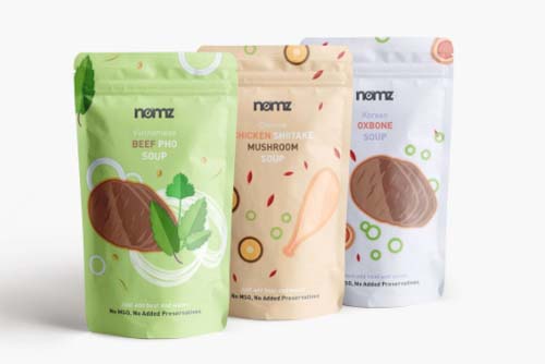 Soup packaged in pouches
