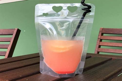A plastic-lined stand-up pouch