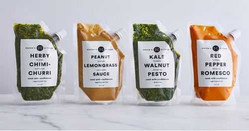 dressings in squeeze spout pouches